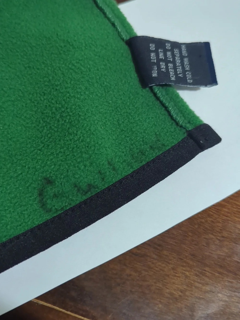 GAP Vintage Green Fleece Scarf with Black Trim